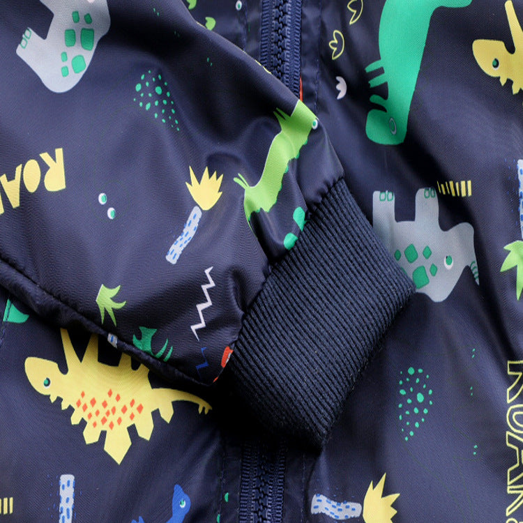 Boys stand collar dinosaur jacket