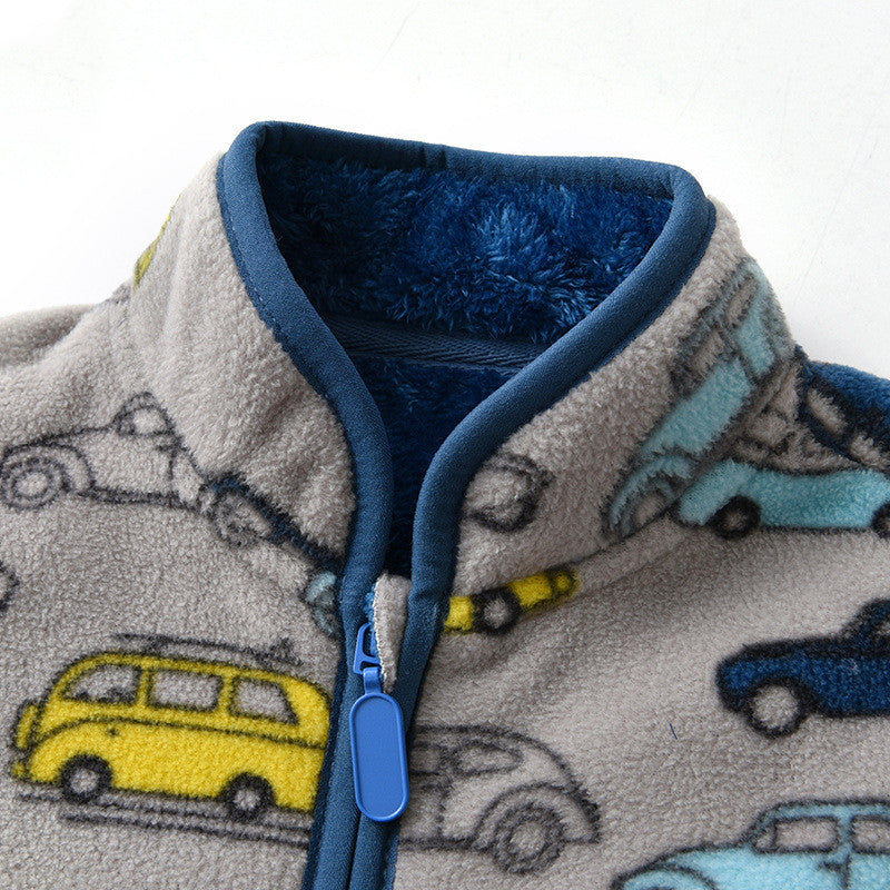 Printed Polar Fleece Cartoon Boy Jacket