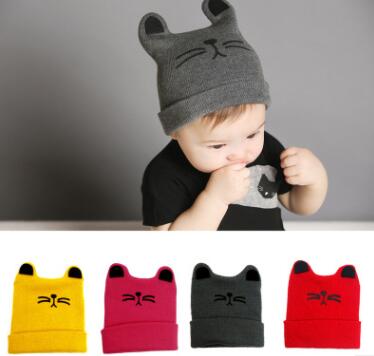 Baby Newborn Baby Knitting Cartoon Child Children Girls Cat Ear Hat Beanie Hat Warm Autumn Winter