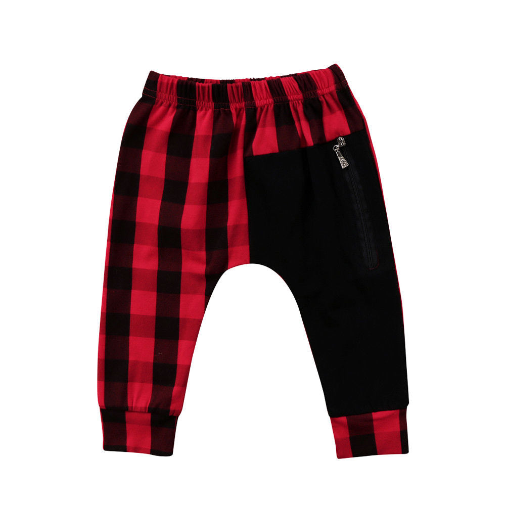 Pudcoco Boy Pants 1Y-6Y Fashion Toddler Kids Boys Plaid Bottom Pants Panty Harem Pants Trousers Casual