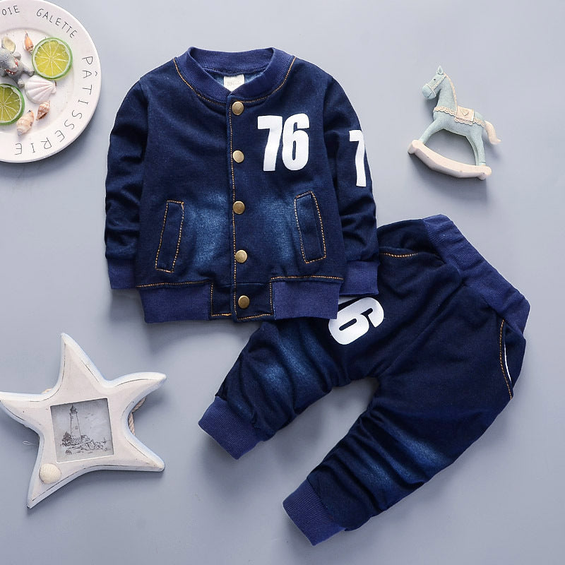 Boys Denim Long Sleeve Casual Suit