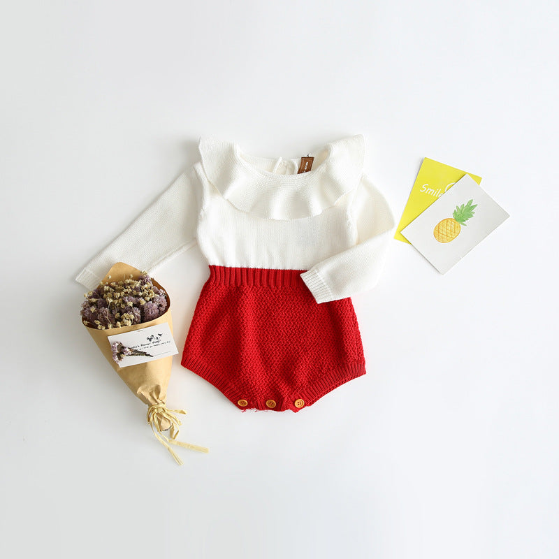 Girls' baby knitted wool jumpsuit romper