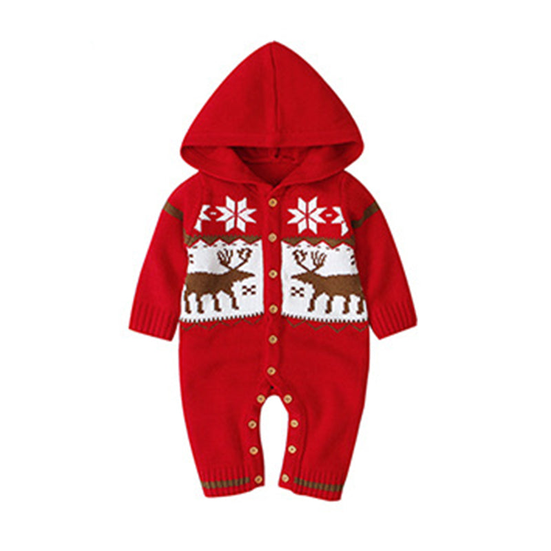 Boys and Girls Knitted Hooded Baby Romper