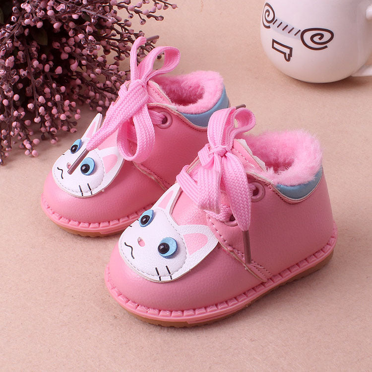 Leather plush cotton shoes girls baby shoes baby shoes