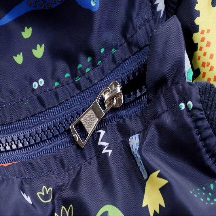 Boys stand collar dinosaur jacket