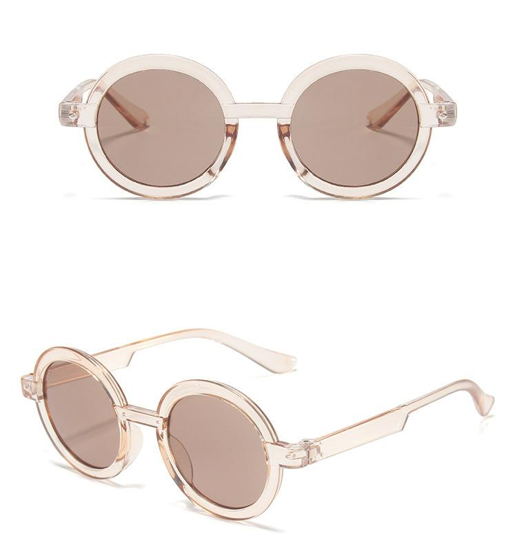 Round Frame Sunglasses Retro Stitching Contrast Sunglasses