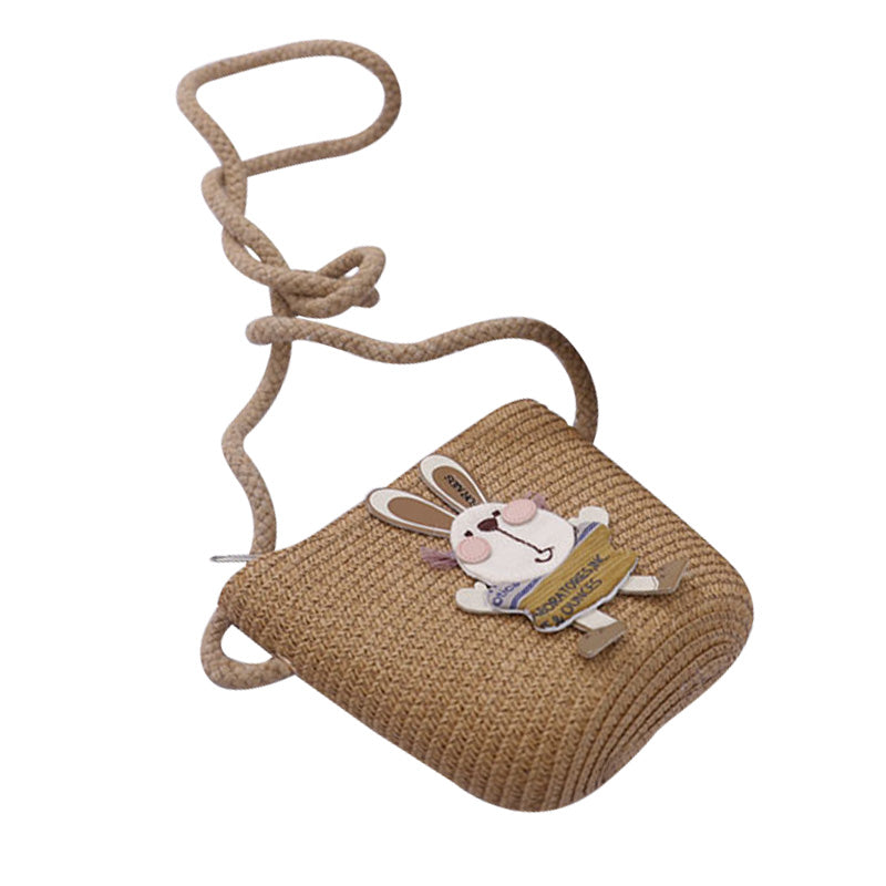 Cute Rabbit Decoration Bag Two-Piece Straw Hat