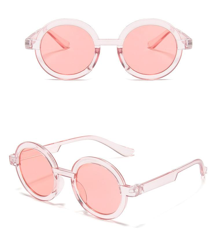 Round Frame Sunglasses Retro Stitching Contrast Sunglasses