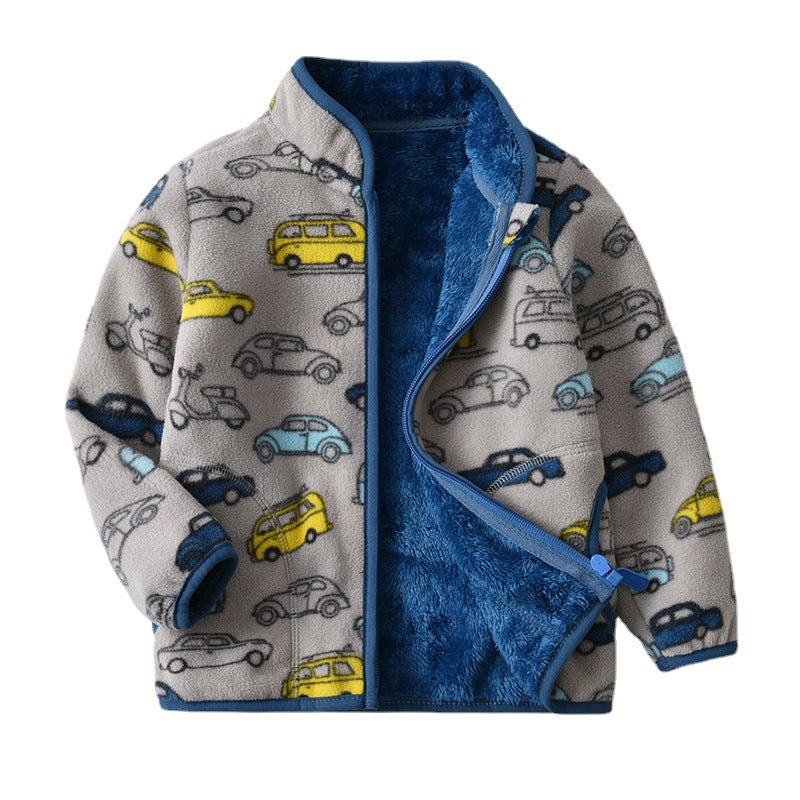 Printed Polar Fleece Cartoon Boy Jacket