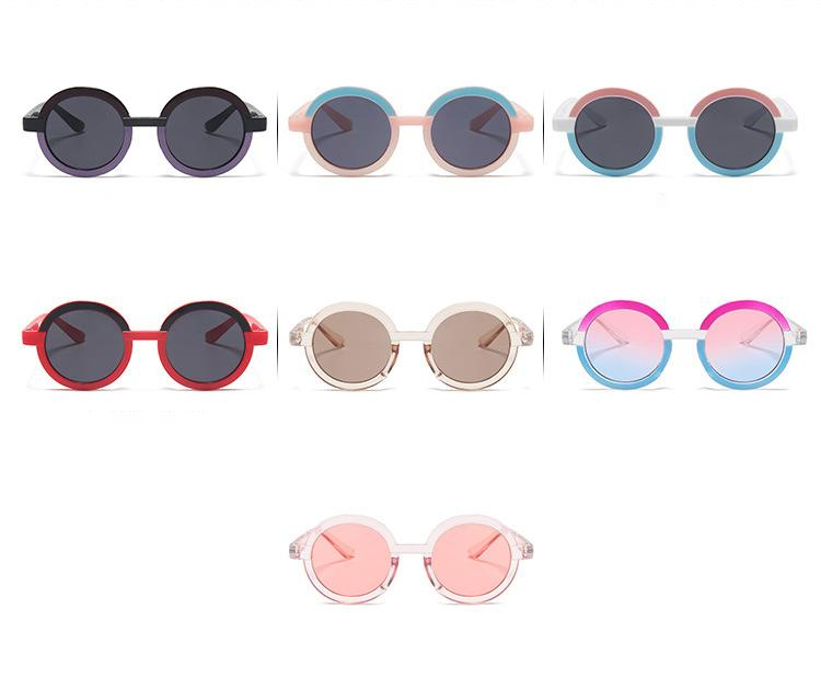 Round Frame Sunglasses Retro Stitching Contrast Sunglasses