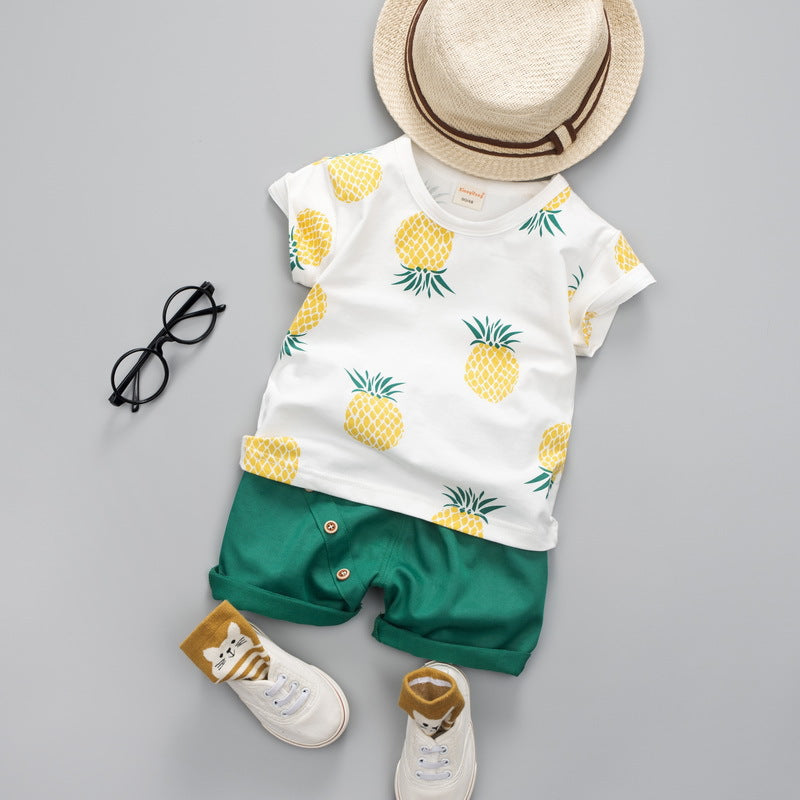 Summer Short-sleeved Suit Kids T-shirt Clothes Kids Shorts Two-piece Suit